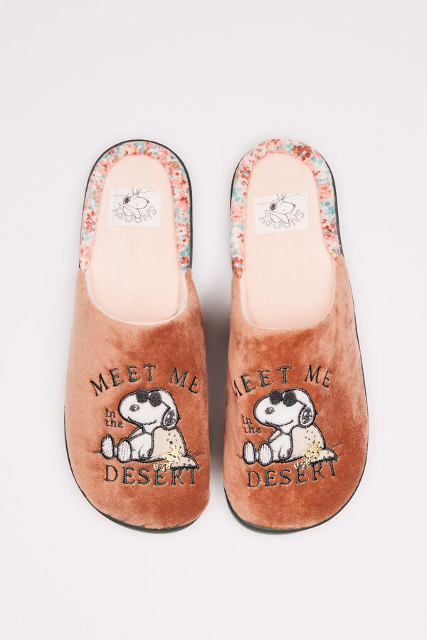 Womensecret Pantuflas Snoopy café anaranjado café
