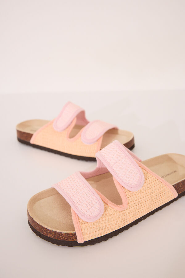 Womensecret Chanclas bio efecto rafia color rosa salmón blanco
