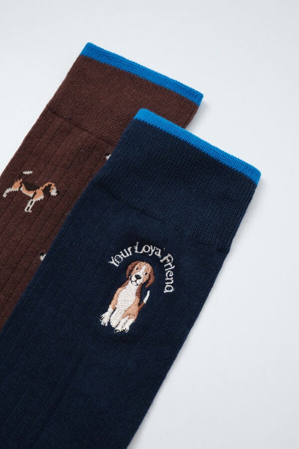 Women'secret Pack 3 calcetines lisos perros estampado