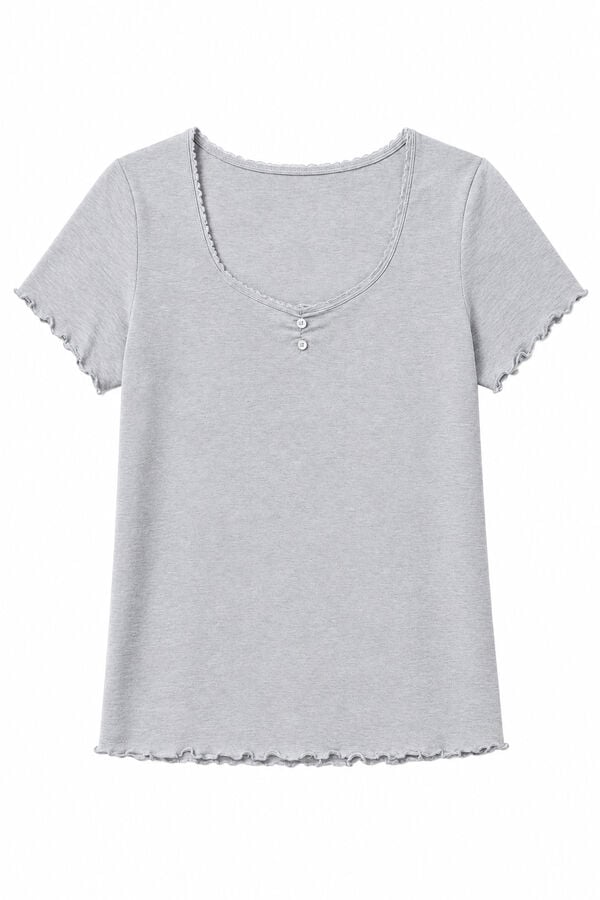 Women'secret Playera manga corta de algod&oacute;n gris gris