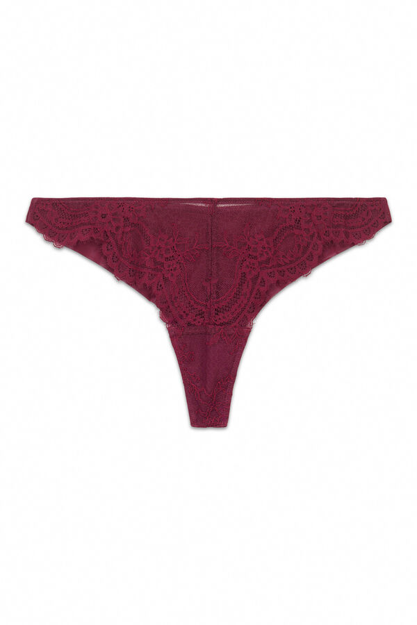 Women'secret Tul de tul con encaje color vino púrpura