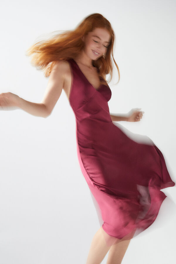 Womensecret Camisón midi satín morado púrpura