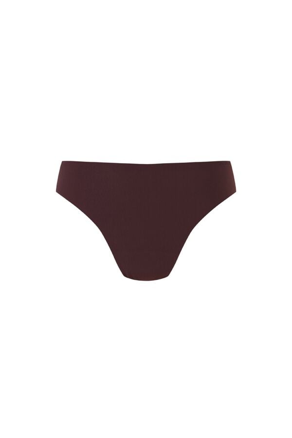 Women'secret Panty cl&aacute;sica de microfibra acanalada marr&oacute;n caf&eacute;