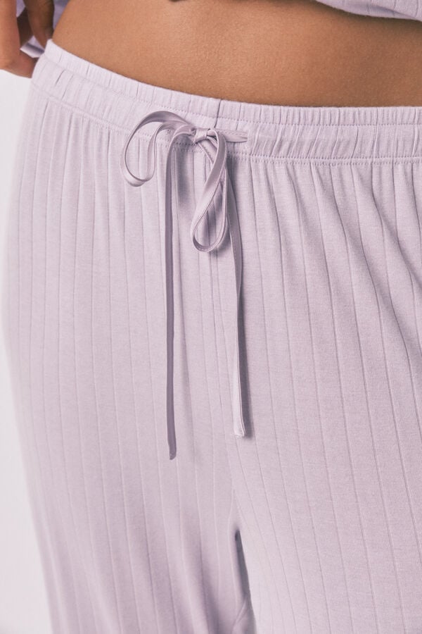 Womensecret Pijama camisera largo de viscosa color lila rosa