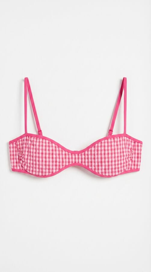 Women'secret Top bikini horizontal cuadro vichy rosa lurex rosa