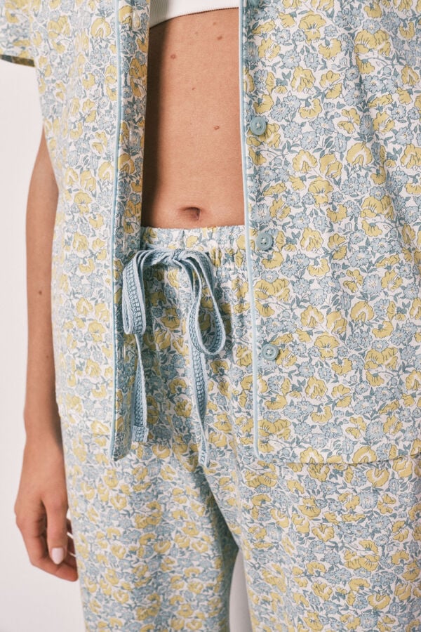 Women'secret Pijama larga camisera de algod&oacute;n con florecitas estampado