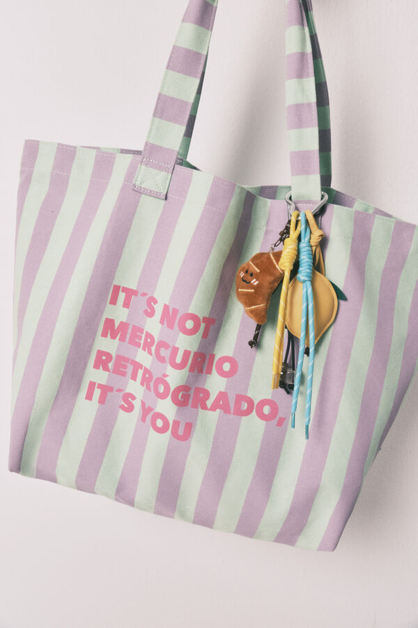 HI&BYE Bolsa tote estampado de rayas verde verde