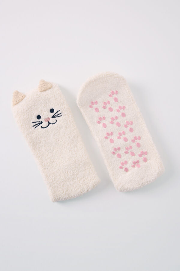Womensecret Calcetines pelo gato blanco