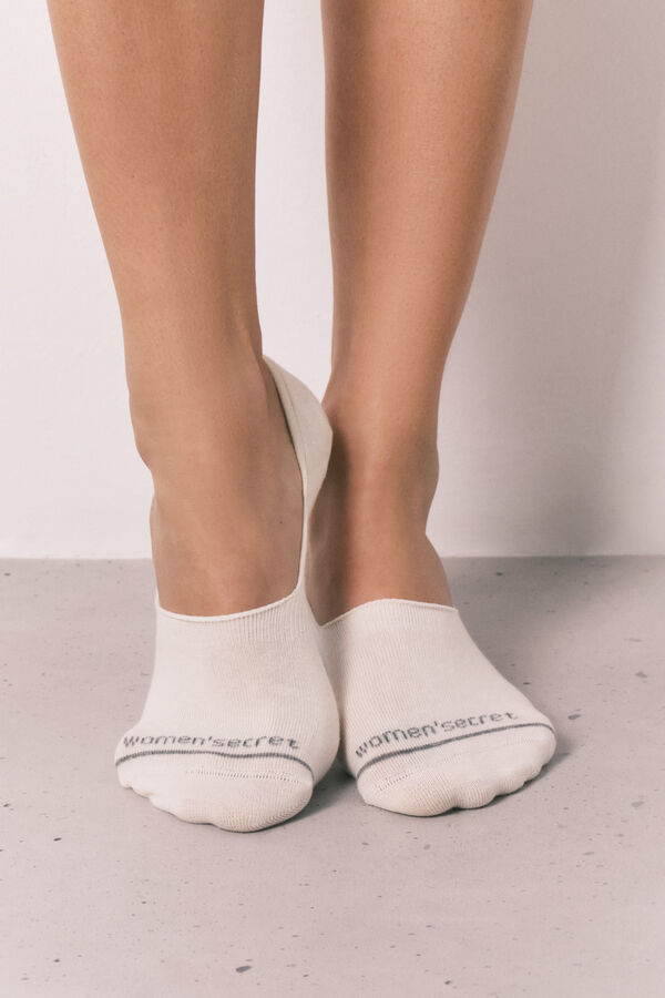 Women'secret Pack 3 calcetines invisibles con logo blancos blanco