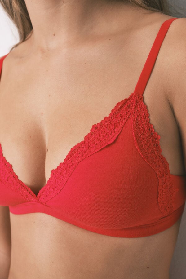Women'secret Brasier triangular de encaje rojo NATURAL rojo