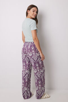 Womensecret Pantalón largo viscosa estampado ikat morado/lila