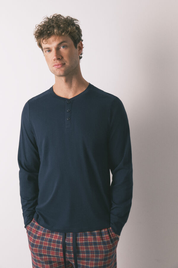 Women'secret Pijama de cuadros para hombre 100% algodón azul