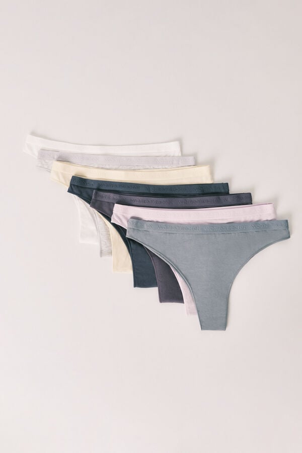 Women'secret Pack 7 panties brasile&ntilde;os de algod&oacute;n soft logo multicolor