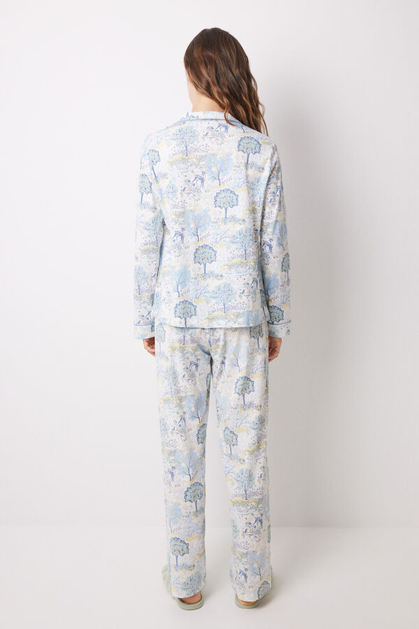 Womensecret Pijama larga camisera algodón allover paisaje estampado