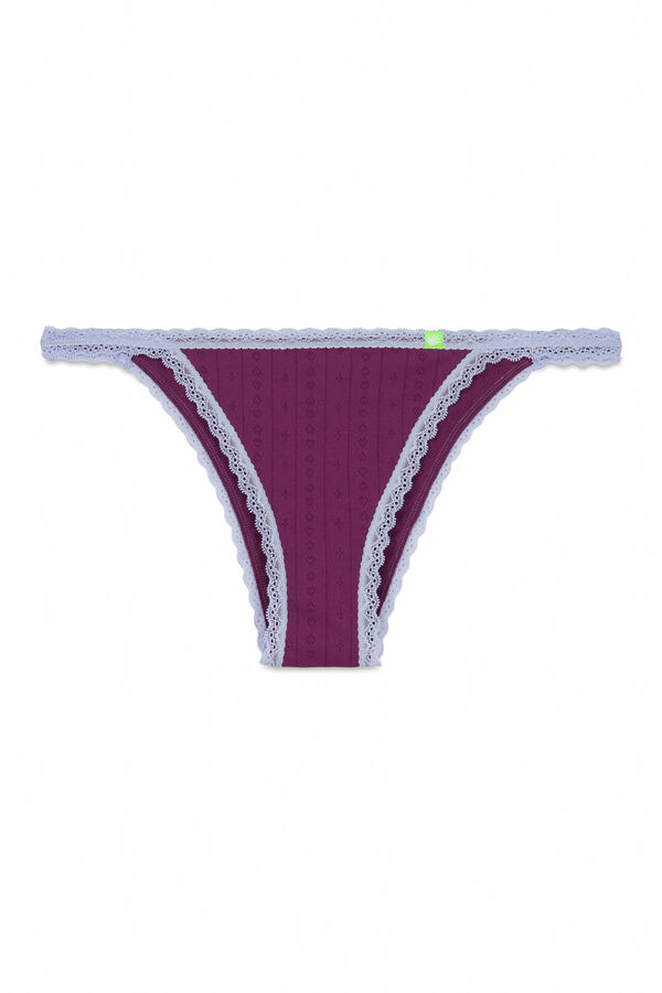 Womensecret Panty brasileño de pointelle burdeos sin costuras púrpura