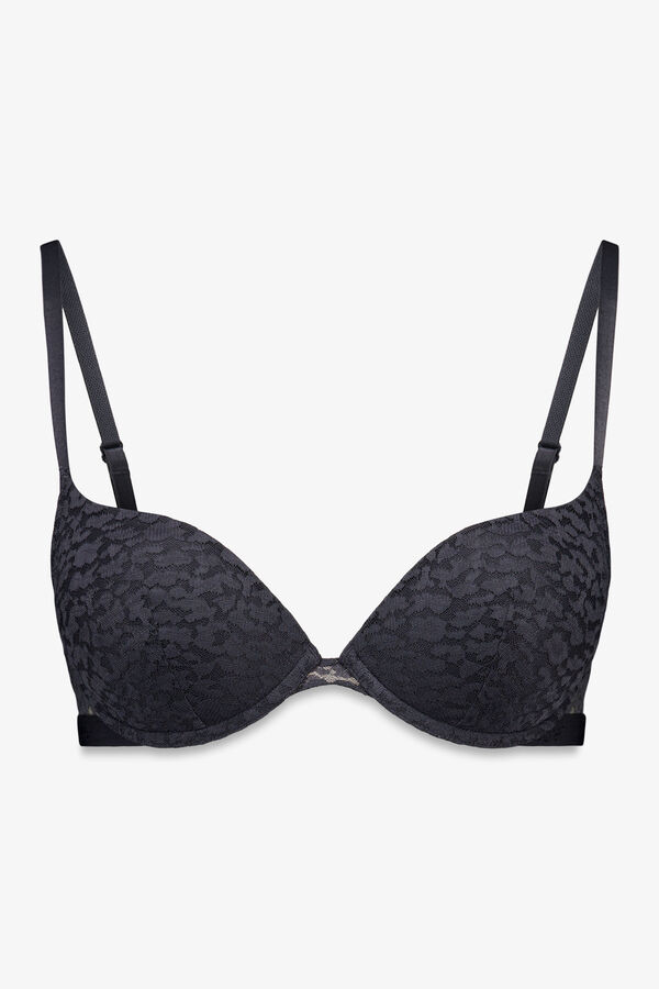 Women'secret GORGEOUS estampado push-up con brasier animal negro gris