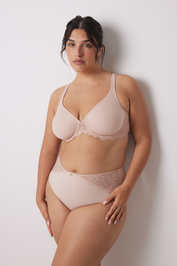 Womensecret REAL brasier reductor microfibra y encaje rosa rosa