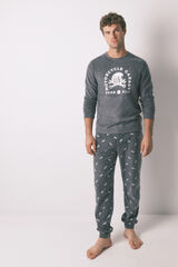 Women'secret Pijama larga de forro polar para hombre "Motocicleta" gris