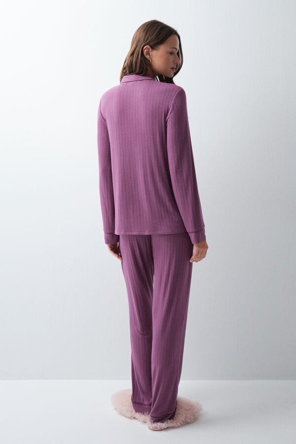 Women'secret Pijama larga camisera granate morado/lila