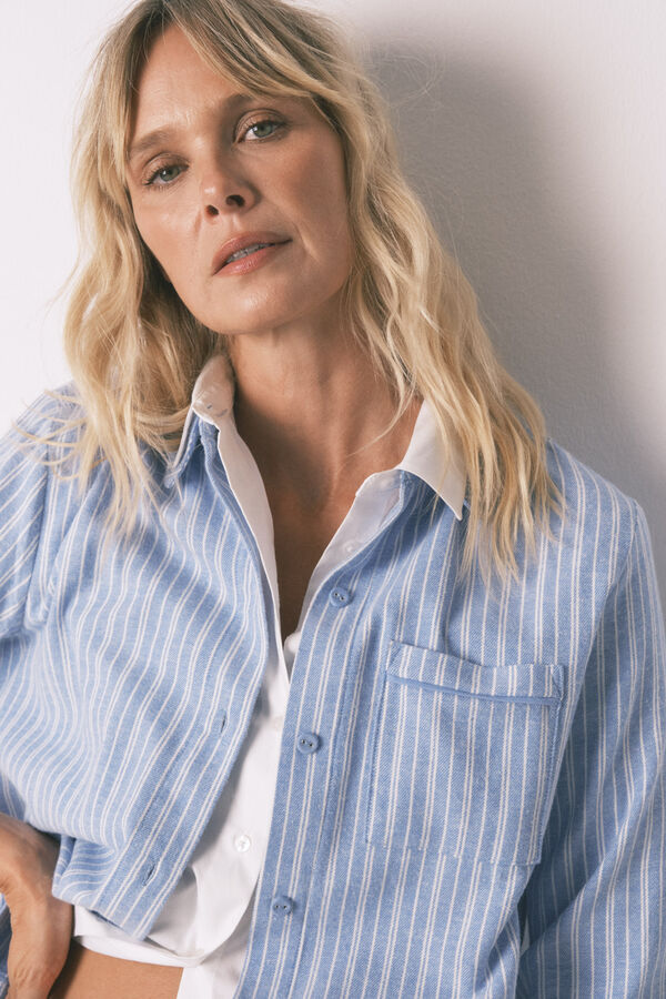 Women'secret Pijama camisera de rayas , 100% algodón azul