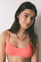 HI&BYE Top bikini escote recto liso coral naranja