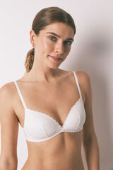 Women'secret CHARMING brasier con relleno  y encaje blanco blanco