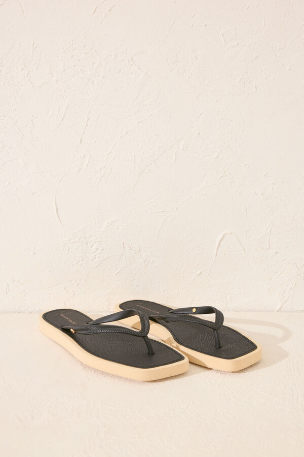 Womensecret Chanclas punta cuadrada serpiente negro negro