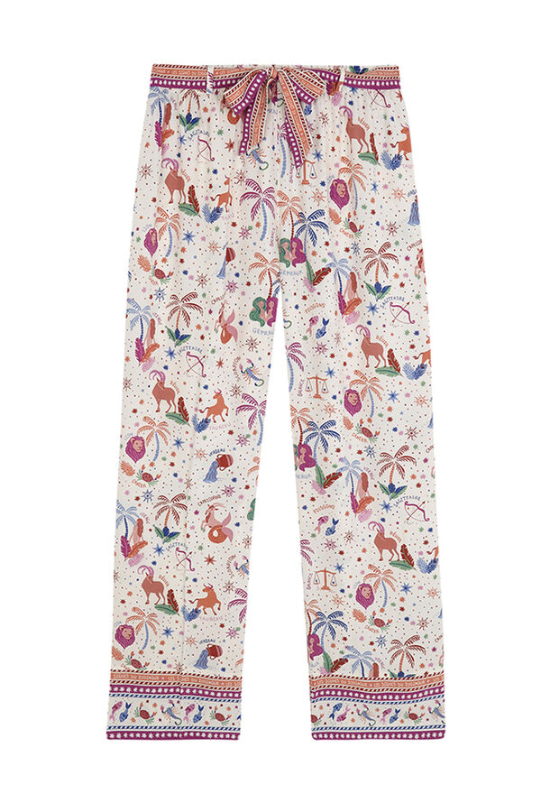 Womensecret Pantalón largo de viscosa con estampado multicolor estampado