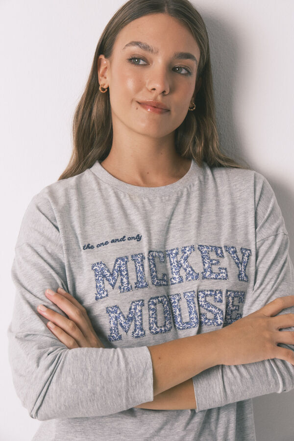 Women'secret Pijama larga algodón Mickey gris gris