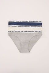 Womensecret Pack de 3 panties clásica de algodón con logo en varios colores blanco
