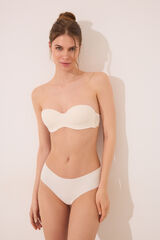 Womensecret Panty brasileña ancha en microfibra y encaje crema marfil