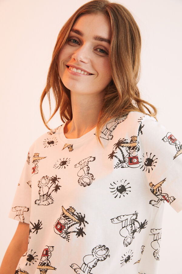 Womensecret Pijama larga 100% algodón Garfield marfil
