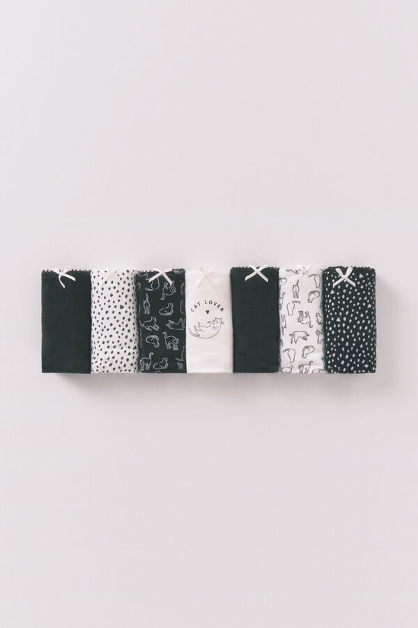 Women'secret Pack de 7 panties brasileñas con gatitos multicolor estampado