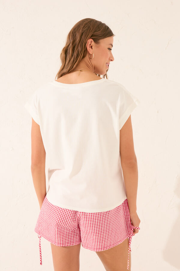 Womensecret Playera de manga corta de Snoopy blanca 100 % algodón blanco