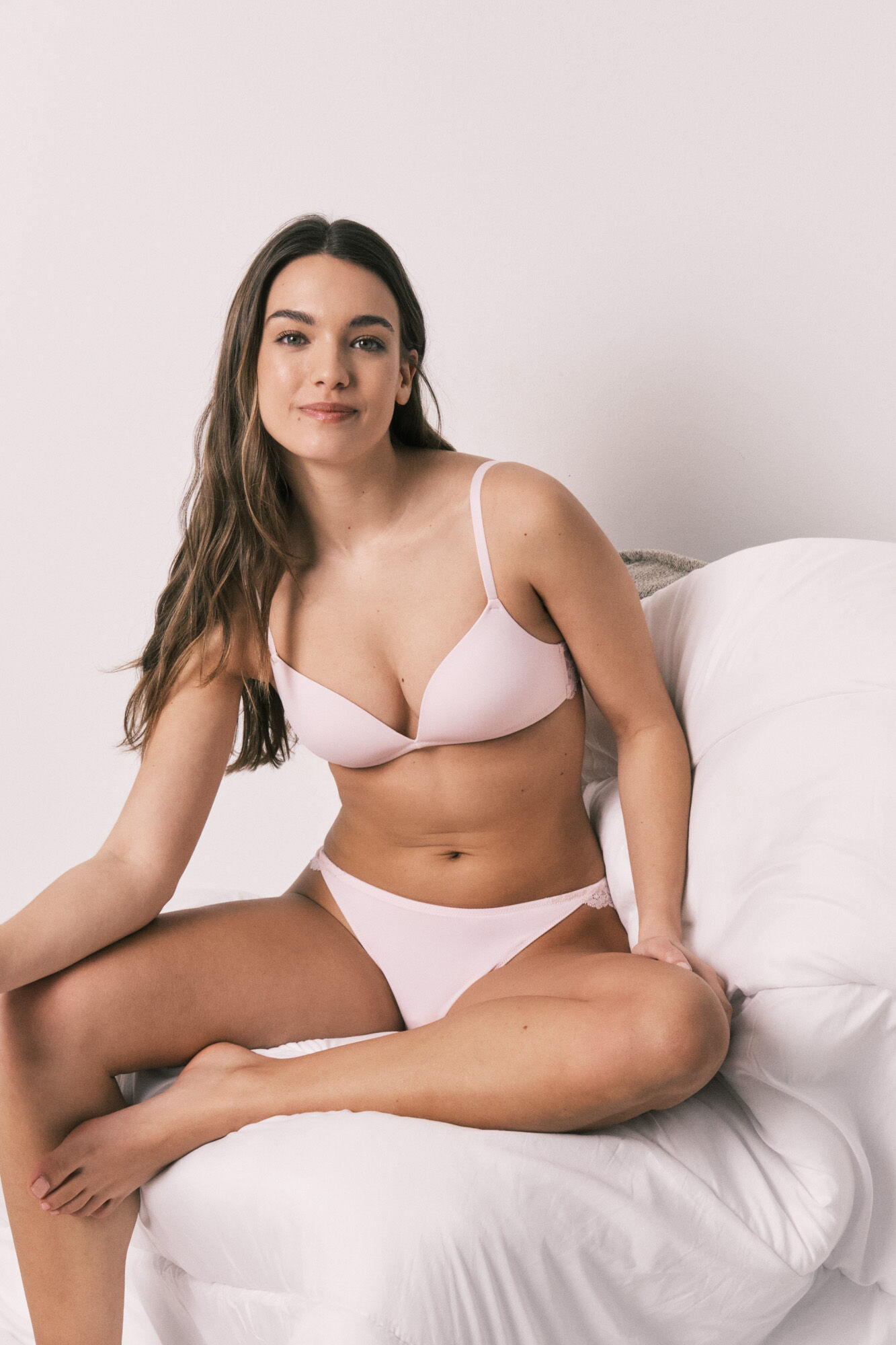 Women'secret Brasier triangular con relleno de encaje rosa CHARMING