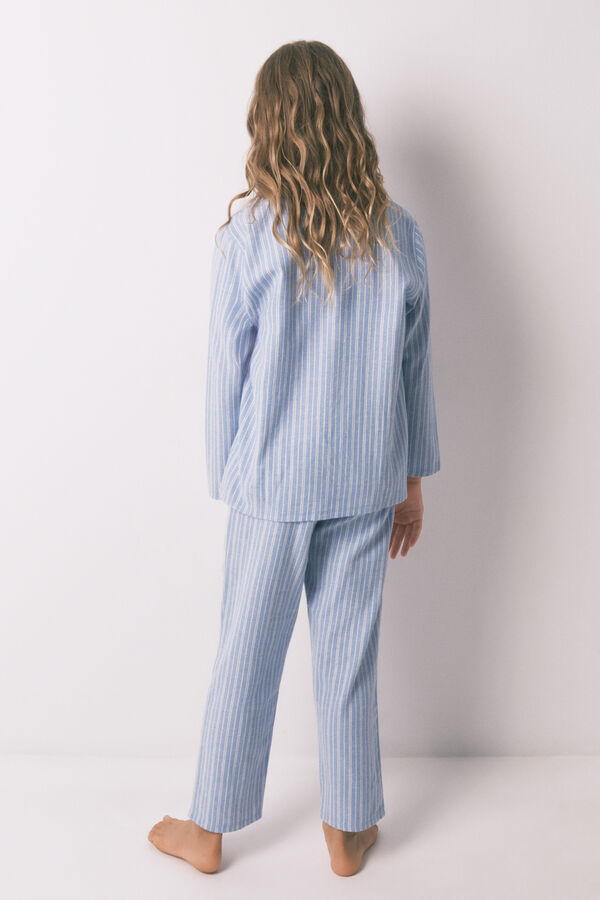 Women'secret Camisa infantil de rayas , 100 % algodón azul