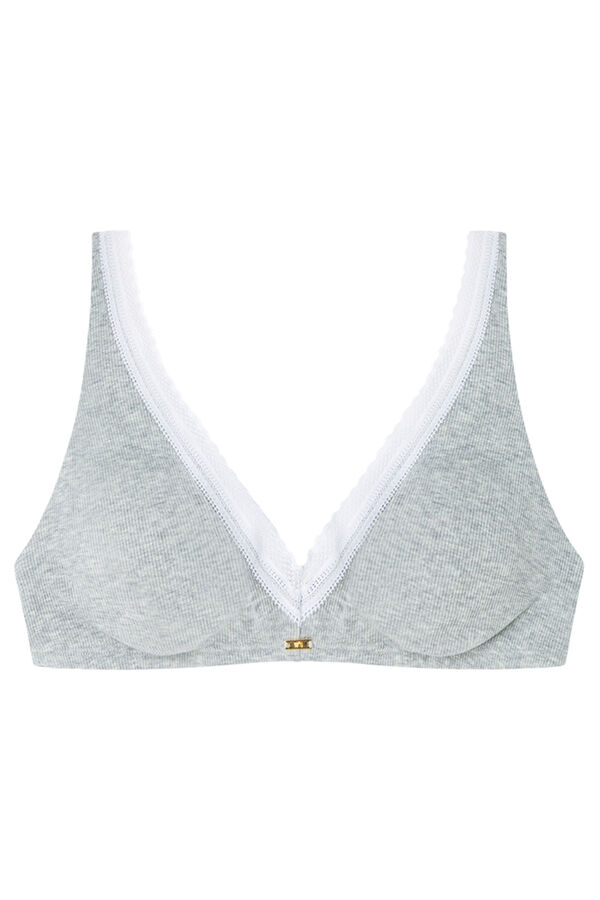 Womensecret FANTASTIC Brasier triangular con relleno cuello halter y relleno de algodón gris gris