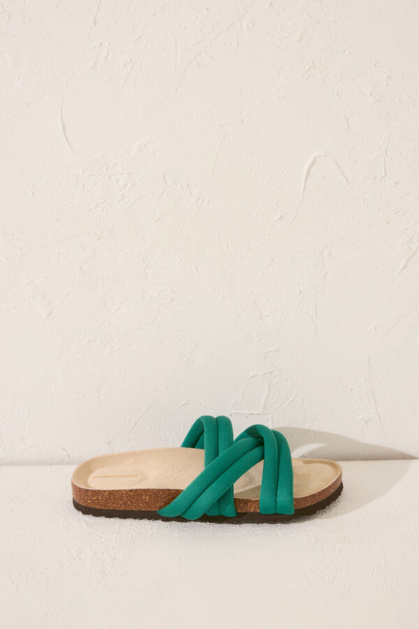 Womensecret Sandalia bio con tirantes de neopreno verde verde