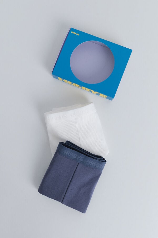 HI&BYE Pack de 2 panties bóxer azules y blancos blanco