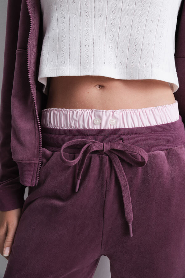 Womensecret Pantalón de terciopelo vino suave púrpura