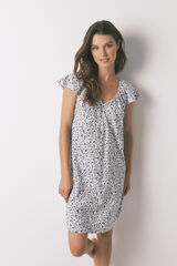 Women'secret Camisón corto con flores color caqui oscuro kaki