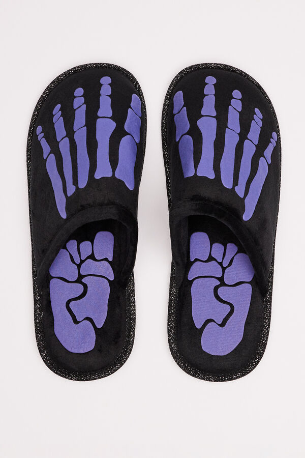 Womensecret Pantuflas esqueleto  negro