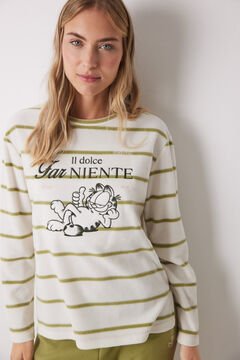 Womensecret Pijama larga de forro polar de Garfield marfil