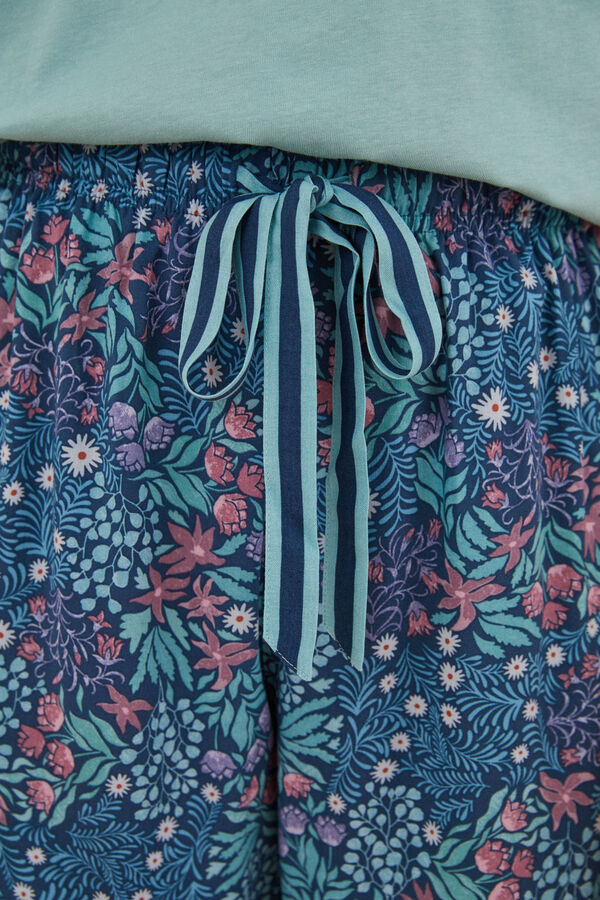 Womensecret Pantalón largo estampado flores Moniquilla verde estampado