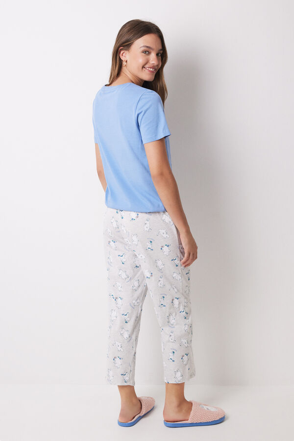Womensecret Pijama larga Capri 100% algodón Moomin azul