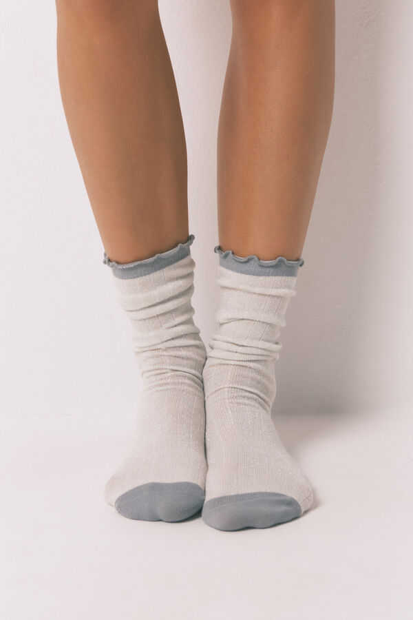 Women'secret Calcetines largos de canal&eacute; color crudo tostado nude