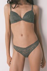 Women'secret Panty cl&aacute;sica cintura en V de encaje kaki kaki