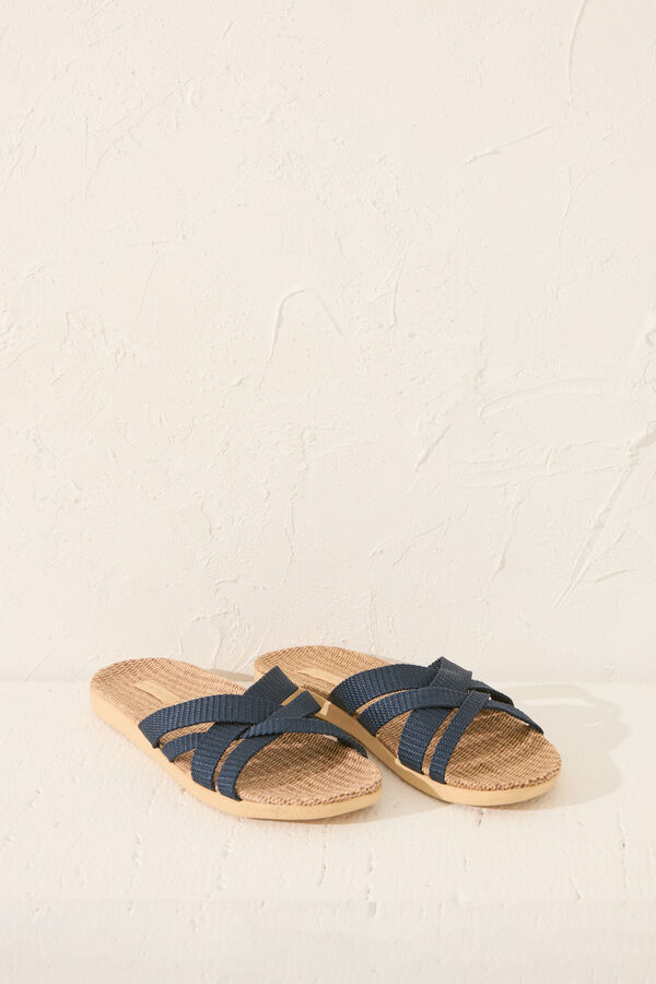 Womensecret Chanclas con tirantes efecto rafia café