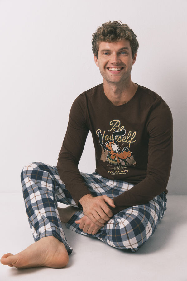 Women'secret Pijama larga marrón Pluto 100% algodón  café