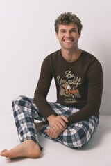 Women'secret Pijama larga marrón Pluto 100% algodón café